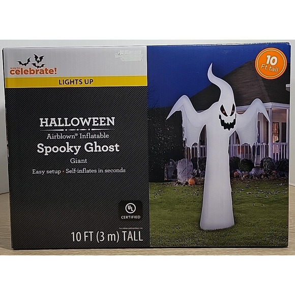Gemmy Halloween 10 ft Lights Up Spooky Ghost Airblown Inflatable NIB - Picture 8 of 8